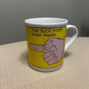Vintage The Buck Stops Over There Coffee Cup 1985 Hallmark Mug Mates Funny EUC